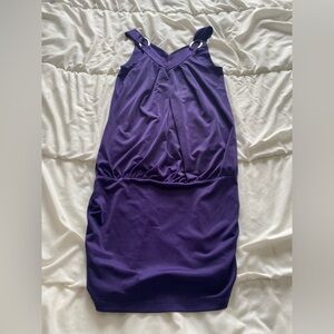 Seductions Y2K Purple Bodycon Dress with Silver Ring Accents